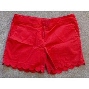 Red Scallop Egded Shorts